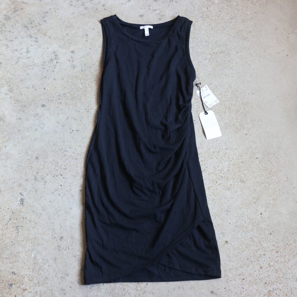 NWT Leith Black Ruched Draped Knee Length Dress NWT Size M